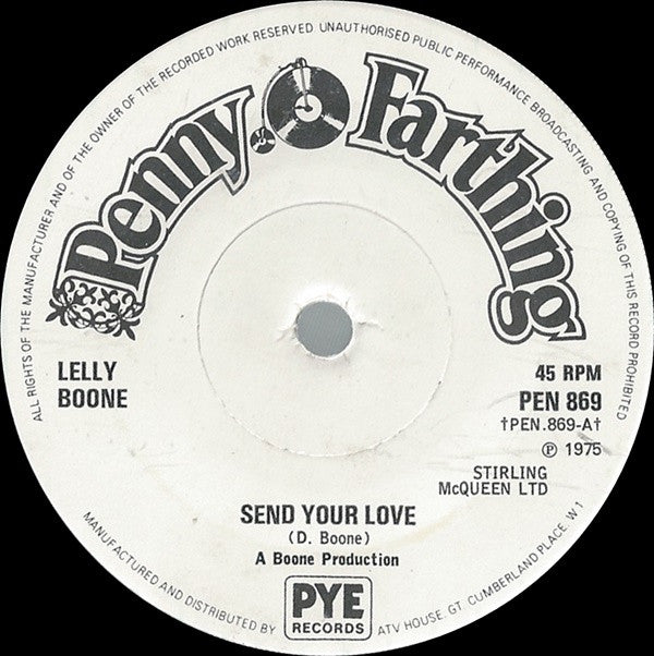 Lelly Boone - Send Your Love - Used Vinyl Record 7"