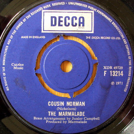The Marmalade - Cousin Norman / Lonely Man - Used Vinyl Record 7"
