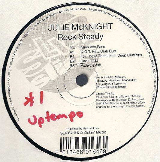 Julie McKnight - Rock Steady - Used Vinyl Record 12"