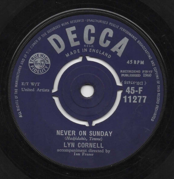 Lynn Cornell - Never On Sunday - Used Vinyl Record 7"